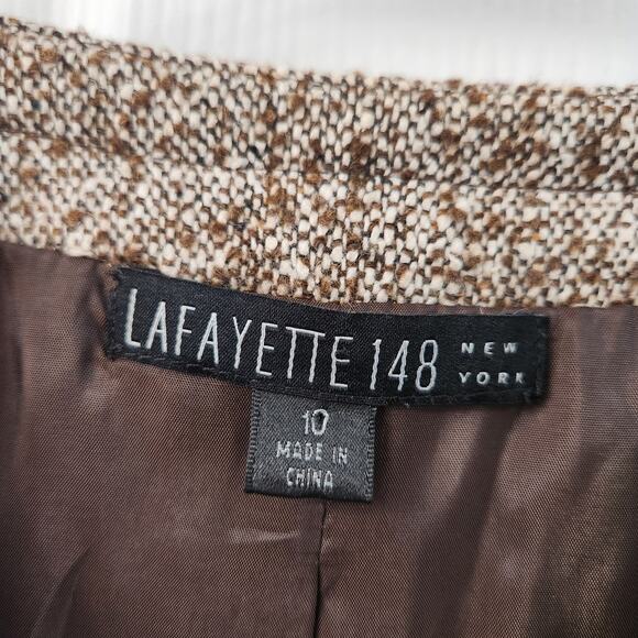 Lafayette 148 New York Tweed Blazer 10 Brown Tan Office Classic Business Career - Picture 3 of 9